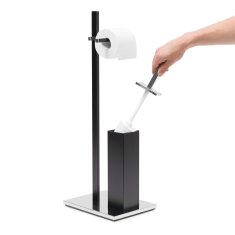 Northix Toaletni set mat črna jeklo WC ščetka 9,5 mm navoj