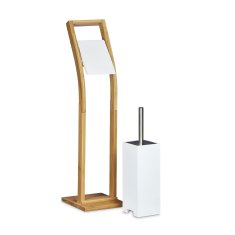 Northix Toaletni set bambus in lakiran les z WC ščetko