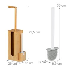 Northix Toaletni set bambus plastika držalo za papir in WC ščetka