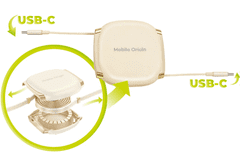 Mobile-origin CB7 kabel USB-C v USB-C, nastavljiva dolžina, bež (MO-CB7-BG)