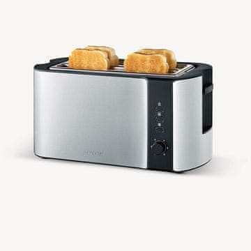 Severin AT2590 toaster z dolgima režama (4 rezine), 1400 W, inox/črn