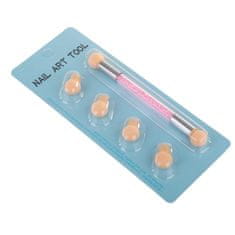 Allepaznokcie Dvostranski čopič za ombre in nail art z okrasnimi kamni, roza
