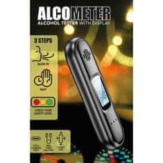 CellularLine digitalni alkotester, LCD zaslon, USB-C polnjenje, črni (ALCOLTESTK)