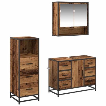 Vidaxl Komplet pohištva za kopalnico 3 pcs Star les Konstruiran les