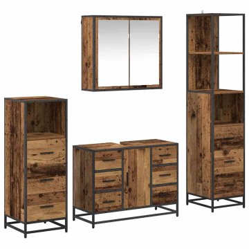 Vidaxl Komplet pohištva za kopalnico 4 pcs Star les Konstruiran les