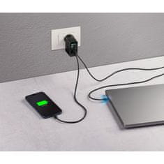 CellularLine PowerView IQ 67W GaN - Set, omrežni polnilnik s TFT zaslonom, tremi vhodi in priloženim kablom, črni (ACHTFTKITC2C67WK)