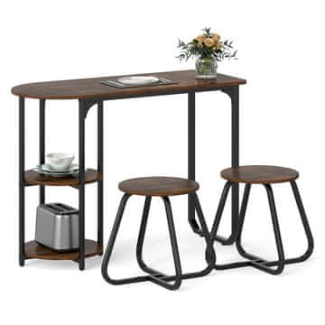 Northix 3-delni industrijski jedilni set kovina les 110x45x78 cm police