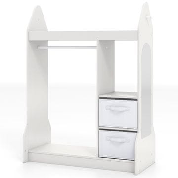 Northix Otroška garderobna omara z ogledalom, bela, 107 cm, MDF in borov les