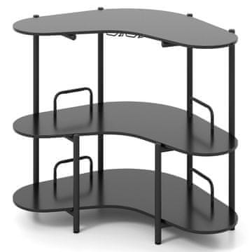 Northix 3-nadstropna barska miza 102 cm kovinski okvir s steklenim držalom