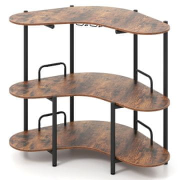 Northix 3-nadstropna barska miza 102 cm rjava kovinski okvir steklo držalo