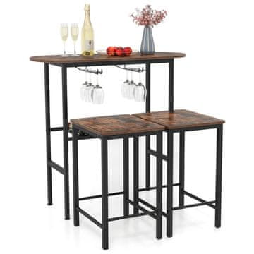 Northix Barska mizica za 2 osebi 100x40x95 cm kovinski okvir stojalo za vino