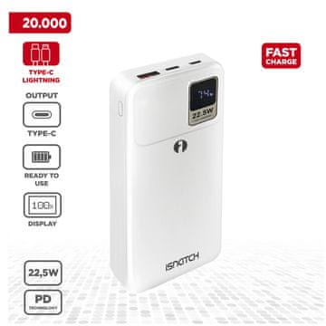 iSNATCH SMART zunanja baterija (Powerbank) 20.000mAh super hitro polnjenje