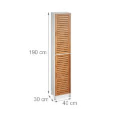 Northix Visoka kopalniška omara MDF z bambus vrati 6 predelkov