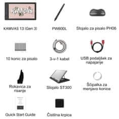 Huion Kamvas 13 GEN 3 grafični zaslon s stojalom ST300