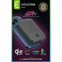 CellularLine MAG Airy prenosna baterija, 5000 mAh, 15 W, črna (PB5000SSQI25WK)