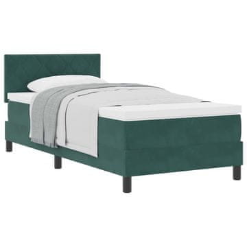 Vidaxl Postelja z vzmetnico Temno zelena 100 x 200 cm Žamet
