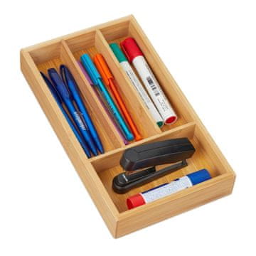 Northix Pregrada za predale iz bambusa s 4 prekati za organizacijo pisarniškega materiala