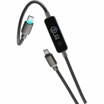 CellularLine USB kabel, TFT zaslon, USB-C, 240 W, 1,2 m, črni (USBDATATFTC2C12K)