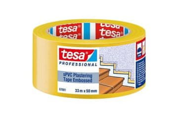 Tesa Mavčni trak Plastering tape 67001, PVC, ribbed, UV 6 weeks, 33 m x 50 mm, yellow