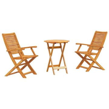 Vidaxl Zložljiv bistro set 3 szt. Rjava Masiven les akacije