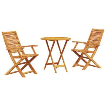 Vidaxl Zložljiv bistro set 3 szt. Rjava Masiven les akacije