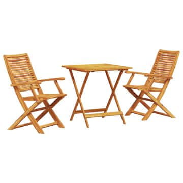Vidaxl Zložljiv bistro set 3 szt. Rjava Masiven les akacije