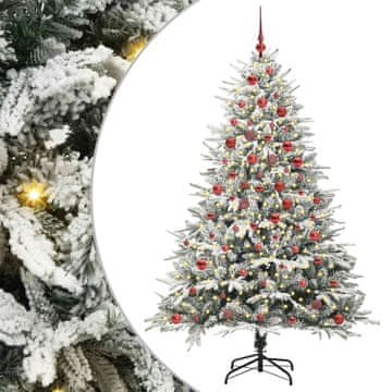 Vidaxl Umjetno praznično drevo s svetlobami in kroglicami Zelena