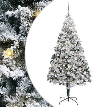 Vidaxl Umestno božično drevo Bela 210 cm PVC, jeklo in plastika