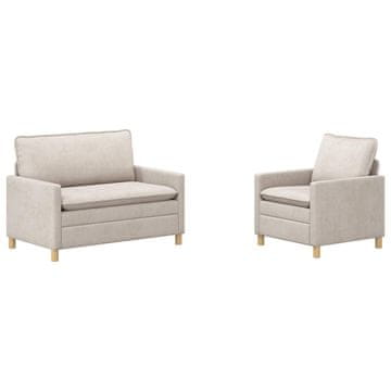Vidaxl Kavčna garnitura 2 pcs Krem Poliester