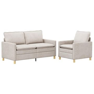 Vidaxl Kavčna garnitura 2 pcs Krem Poliester