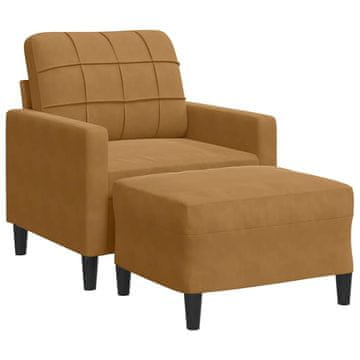 Vidaxl Fotelj s stolčkom za noge rjav 60 cm žamet