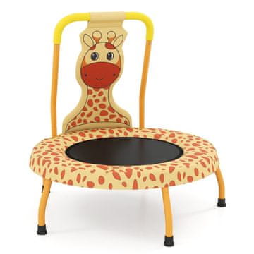 Northix Otroški mini trampolin z ročajem, dizajn žirafe, 71 cm, nosilnost 80 kg