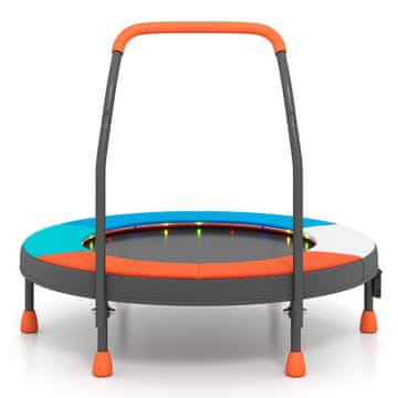 Northix Otroški mini trampolin z LED lučkami in ročajem, zložljiv, 90 cm, oranžna + modra