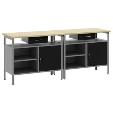 Vidaxl Komplet delovne mize 2 szt. Črna in siva 200 x 55 x 85 cm