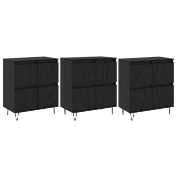Vidaxl Stranske omare 3 pcs Črna Orehovina