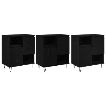 Vidaxl Strani šal 3 pcs Črna Orehovina 60 x 35 x 70 cm