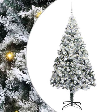 Vidaxl Umestno božično drevo Bela 210 cm PVC, jeklo in plastika