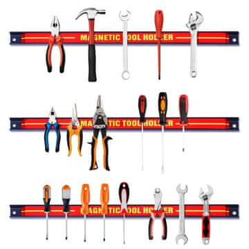 Northix Magnetno držalo za orodje 3 kosi 46 cm jeklo stenski set