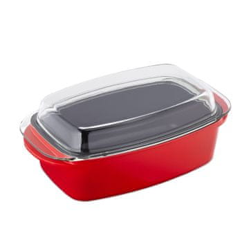 Northix Pekač s pokrovom rdeč aluminij