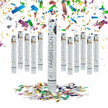 Northix Set 12 party poppers 40 cm barvni konfeti