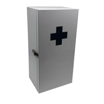 Northix Medicinska omarica XXL iz belega železa 3 police zaklep