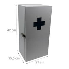 Northix Medicinska omarica XXL iz belega železa 3 police zaklep