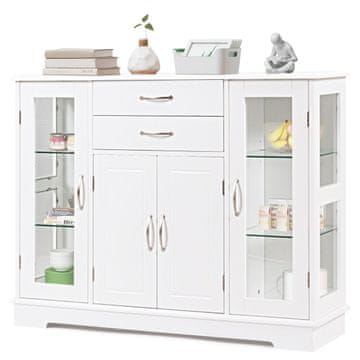 Northio Lesena omara s steklenimi vrati 107x30x82 cm MDF bela