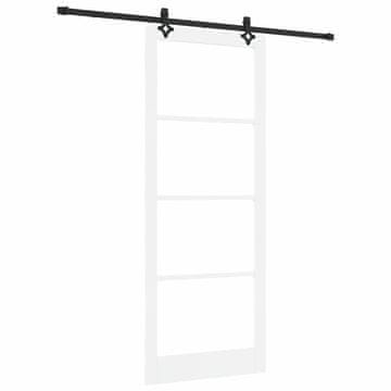 Vidaxl Drsna vrata Bela 93 x 232 cm Trden borov les in steklo