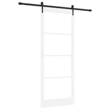 Vidaxl Drsna vrata Bela in črna 93 x 232 cm Trden borov les in steklo