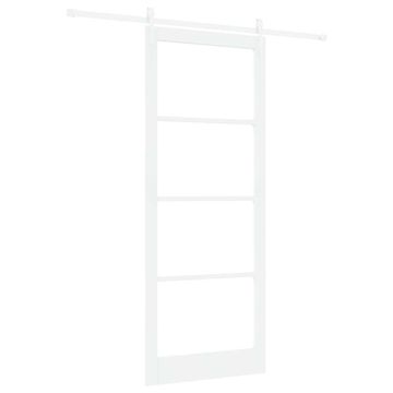 Vidaxl Drsna vrata Bela 93 x 232 cm Trden borov les in steklo
