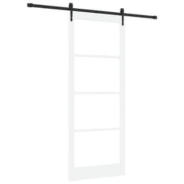Vidaxl Drsna vrata ORKDAL Bela 93 x 232 cm Trden borov les in steklo