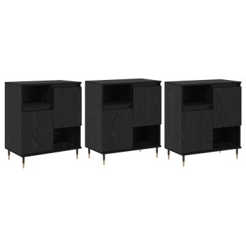 Vidaxl Stranske omare 3 pcs Črna Orehovina