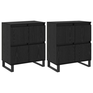 Vidaxl Strani šal 2 pcs Črna Orehovina 60 x 35 x 70 cm