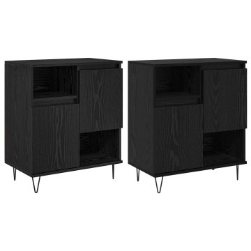 Vidaxl Strani šal 2 pcs Črna Orehovina 60 x 35 x 70 cm